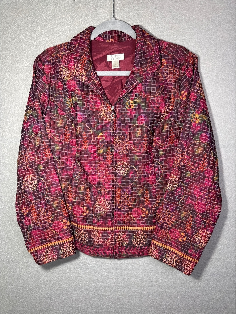 Christopher & Banks Women's Quilted Jacket Size L Floral Pattern